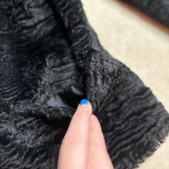 Vintage Teddy Jacket with Real Fur Collar - Black and Brown - Picture 5 of 7